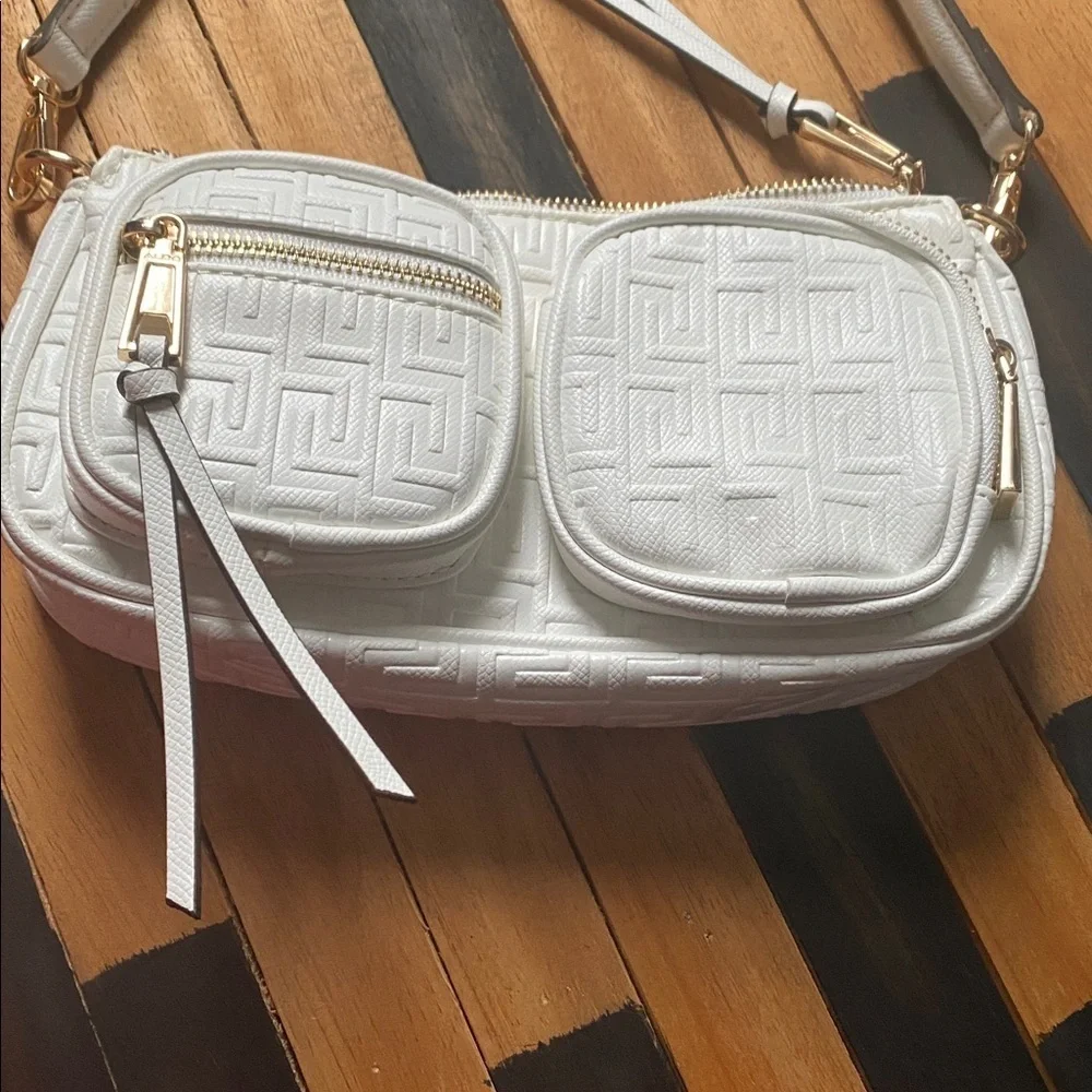ALDO Crossbody Bag Description (White – Greek Key Embossed) F-3 - Picture 2 of 5